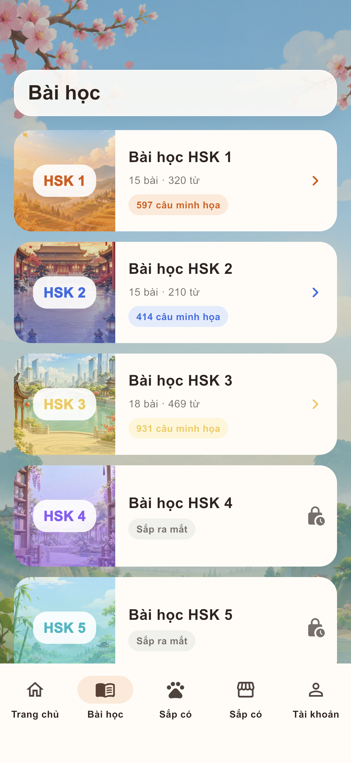 Danh sách bài học HSK trong Vie HSK